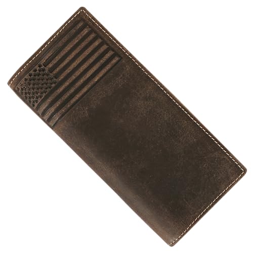 Image of ELIZO Leather Long Wallet for Men Western Wallet Rodeo Mens Wallet Flat Bifold Wallets for Men Biker Billfold Wallet for Men Cowboy Wallet RFID Wallet for Men with Credit Card Holder