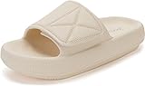 Joomra Womens Slides Slippers Massage Foam Cushion Adjustable Bathroom Pregnancy Sandals EVA Pool Beach Ladies Indoor Mens Cozi Soft Slipers Thick Sole Female Sandles Beige