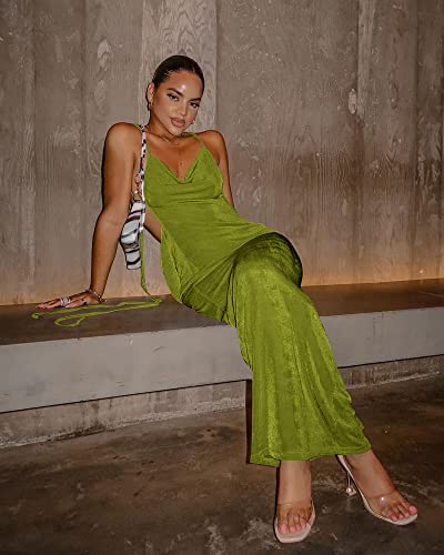 Image of Doweha Women Backless Cowl Neck Cocktail Going Out Dress Halter Slip Long Semi Formal Party 2026 Spring Summer Maxi Dress