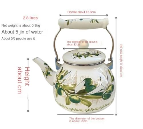 Bouilloire à thé sifflante en émail au décor floral pour plaque de cuisson - 2
