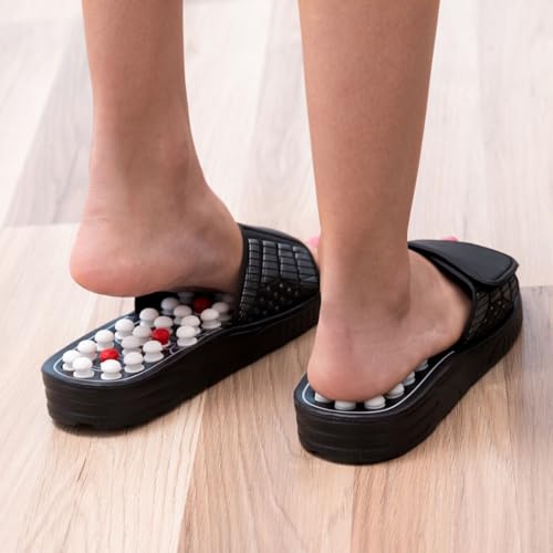 InnovaGoods - Chaussures d'Acupuncture Slicu, Soulage Douleur par Acupression, Favorise Relaxation Musculaire, Anti-stress, Multifonction, Noir, S, Plastique