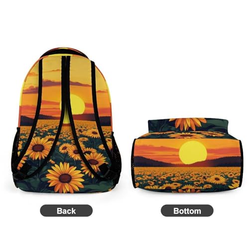 Mochila de girasoles para chicos con espalda acolchada que alivia el peso de libros 4