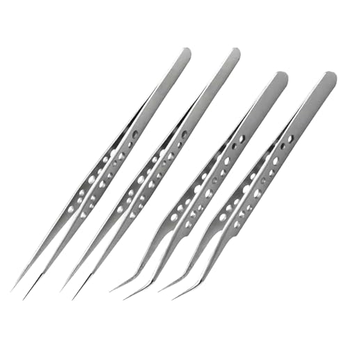 WOONEKY 4 Pinzas De Precisión De Acero Inoxidable Para Manualidades Herramientas De Bricolaje Inversas Pinzas Profesionales Para Manualidades Para Laboratorio