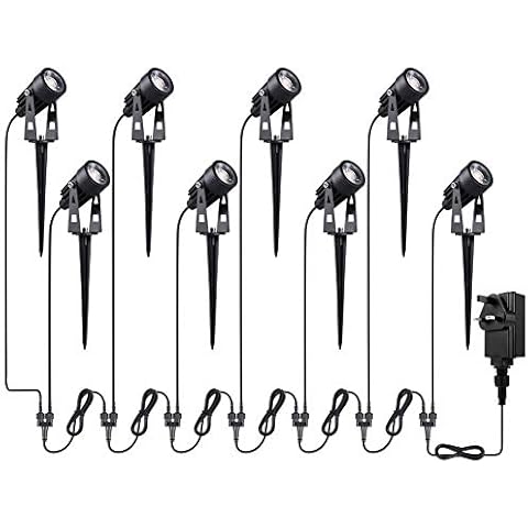 Garden Spike Lights,Totofac 12V 24W Pathway Lights 8-Pack COB LED Garden Spotlights,Ip65 Waterproof Outdoor Landscape Spotlights with Spike Stand for Garden, Yard, Lawn Cover