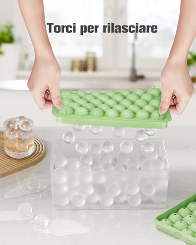 Set da 3 Vaschette per Cubetti di Ghiaccio con Coperchio e Contenitore, 99 Sfere di Ghiaccio Ronde da 2,2 cm, ghiaccio stampo Sferico senza BPA, per Succhi, Cocktail, Whisky, Caffè e Bevande - immagine 5