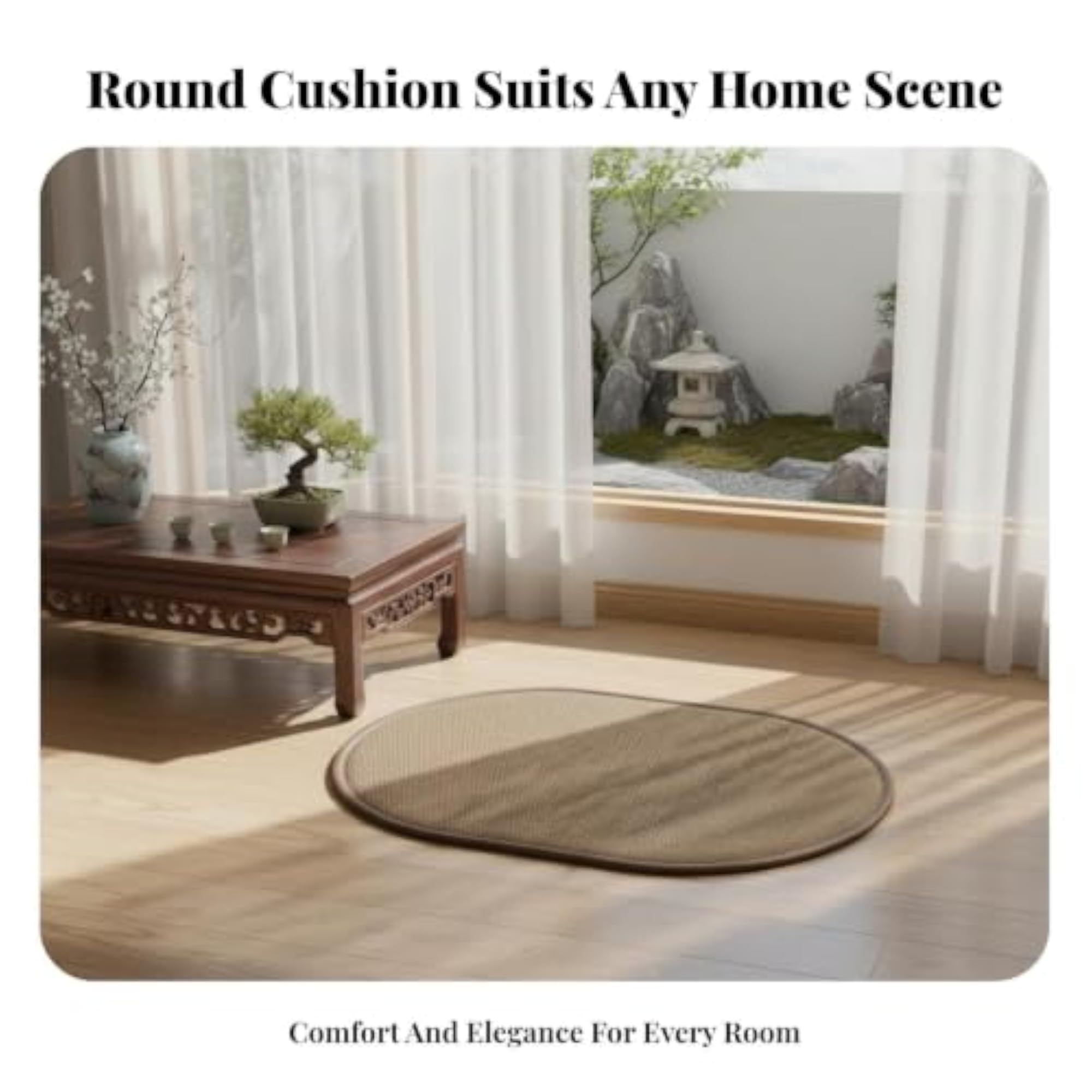 Tatami Seat Cushion for Floor Sitting, Round Futon Pillow