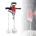 Electric Cement Mixer, 2100W Handheld Concrete Mixer with 6 Speed, Portable Mortar Mixer with 2 Mixing Heads for Mixing Mud Mortar Plaster Cement Paint Fodder