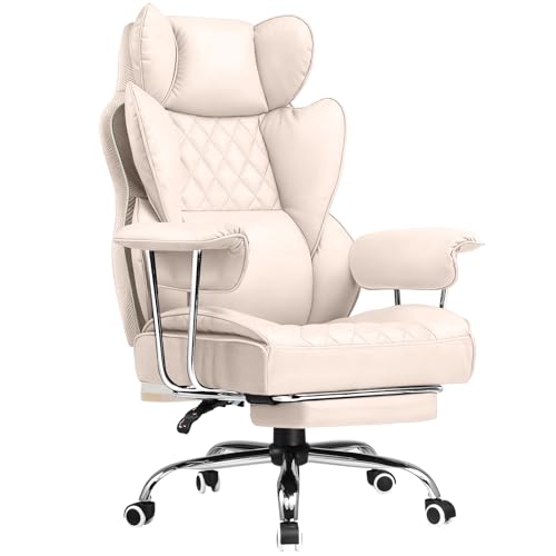What is the Best Material for a Chair: Comfort and Durability Guide 4 COMHOMA Big and Tall Office Chair, High Back Leather Gaming Chair with Footrest, Executive Ergonomic Office Chairs with Pocket Spring Lumbar Support and with Outward Fixed Soft Armrests