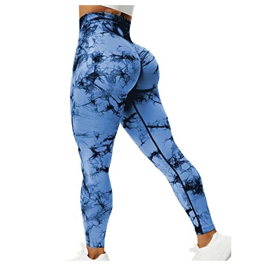 ZAAYO Leggings deportivos para mujer, cintura alta, sin costuras, pantalones de yoga, # A Tie Dye Azul Oscuro, XS