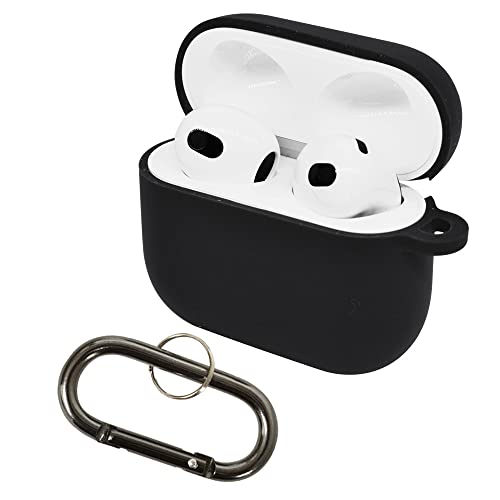 ラスタバナナ AirPods 第3世代 専用 ケース カバー ソフトケース シリコン さらさら 衝撃吸収 カラビナ付き ワイヤレス充電対応 ブラック エアポッズ イヤホンケース 6777AP3SI