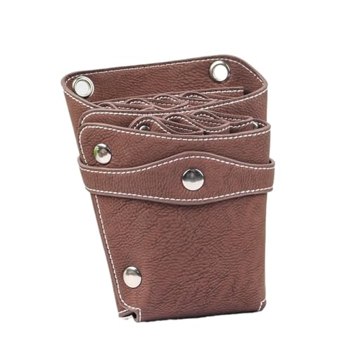 Sac à outils en cuir marron avec ceinture bandoulière pour salons
