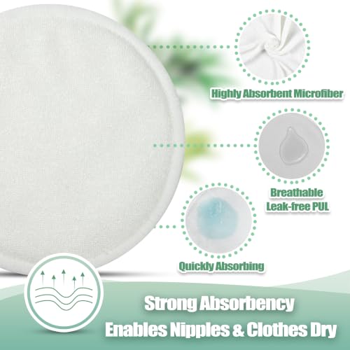 Image of wegreeco Nursing Breast Pads (14 Pack) + Laundry Bag & Travel Storage Bag, 4.7 inch Option - Washable & Reusable Breastfeeding Nursing Pads (Watercolors, Plain Shape, X-Large)