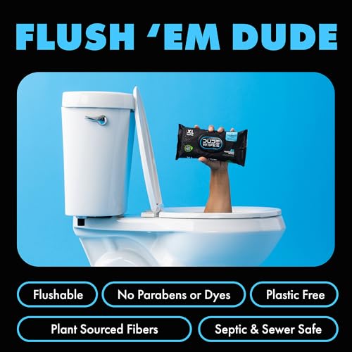 dude wipes - flushable wipes - 3 pack 144 wipes - unscented extra-large adult wet wipes - vitamin-e amp aloe