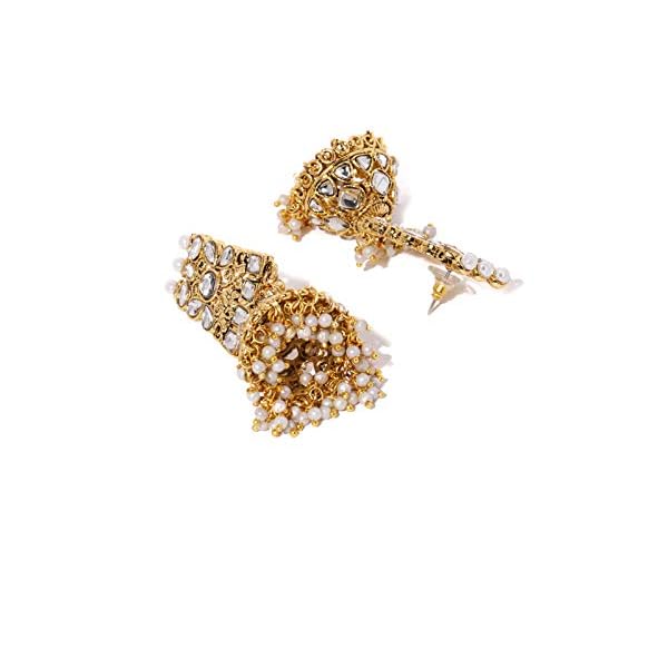 ZAVERI PEARLS Gold Tone Kundan & Pearls Bridal Choker Necklace Set For Women-ZPFK8454 - Image 8