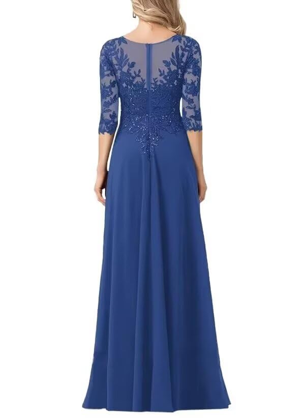 Chiffon Mother of The Bride Dresses for Wedding 2/3 Sleeve Mother of The Groom Dress Women Lace Applique Wedding Guest Gowns3