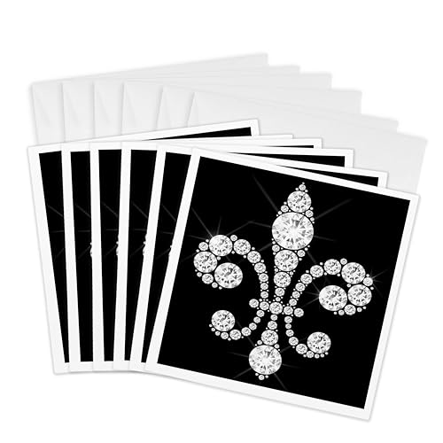 Cartes de vœux fleur de lys diamant 3dRose lot de 6 pour messages élégants