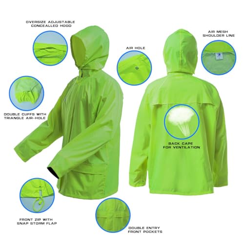 Image of Rizzon Rain Suit Jacket /Trouser for Men Women Waterproof Lightweight Rain Gear for Outdoor Farm Fishing Motorcycle