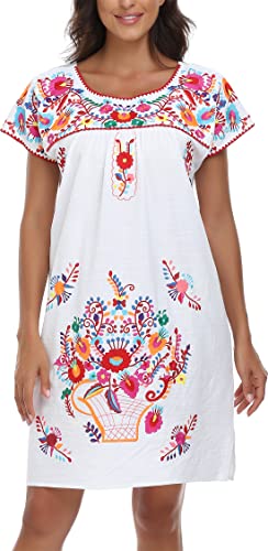 Yzxdorwj Women Mexican Embroidered Dress Short Sleeve (Xxl, 78Wr) #TOP24