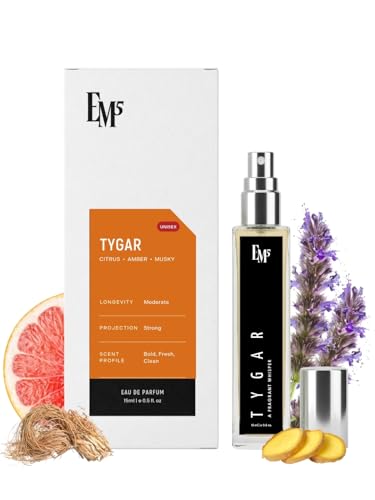 Image of EM5 Tygar Perfume for Men | Citrus Amber Fresh Spricy Fragrance | Eau de Parfum Spray | Luxury Gift for Him | 15 ml