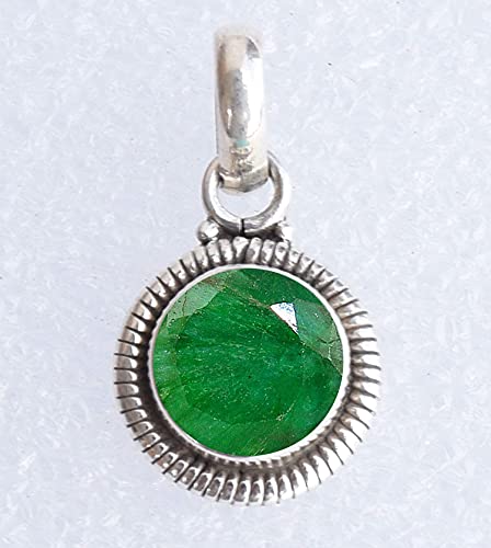 Emerald Stone 925 Sterling Silver Pendant Necklace For Women Girls Gift, Natural Gemstone Pendant Necklace, Solitaire Pendant, Handmae Pendant #TOP5