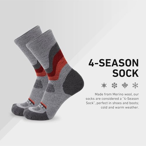 Image of GRIP6 Crew Socks - Merino Wool Socks Made in the USA, Lightweight Wool Hiking Socks, Crew Socks for Men and Women