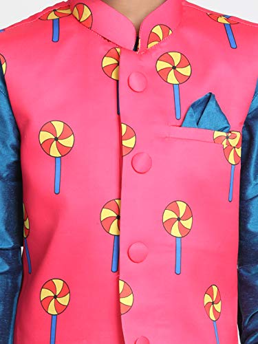 Image of JBN Creation Light Blue Cotton Silk Blend Boys Nehru Modi Jacket