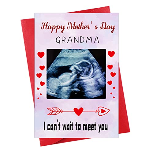 Flyab Happy Mother's Day Card For First Time Grandma First Mother's Day Card With Sonogram Photo Insert Happy First Mothers Day Card With Envelope For First Time Grandma New Grandmother Grandma To Be #TOP10