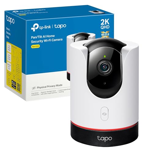 Tapo C225 - IA Cámara Vigilancia 360°, 2K QHD,Inteligente de IA, Visión Nocturna, Audio...