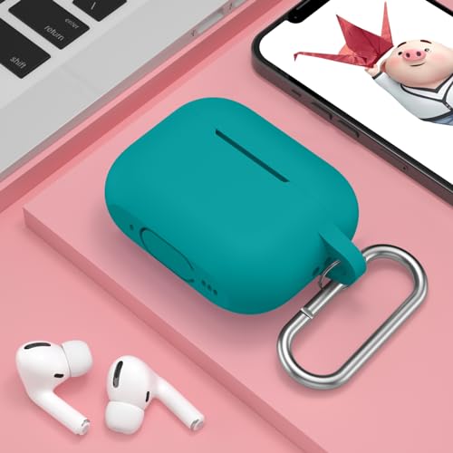 Image of for AirPods Pro 2nd 1st Generation Case Cover with Keychain, Protective Soft Silicone Skin Accessories for Apple AirPods Pro Charging Case 2022 /2019, Front LED Visible, Teal