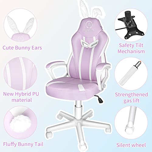 Joyfly Gaming Chair For Girls, Kawaii Gamer Chair For Teens Adults Kids Computer Chair, Ergonomic Pc Chair With Lumbar Support For Women（Light Purple） #TOP2