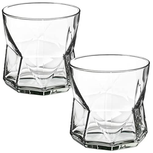 Caribou Living Juego de 2 vasos de whisky con diseño geométrico con borde de hoja Dimond