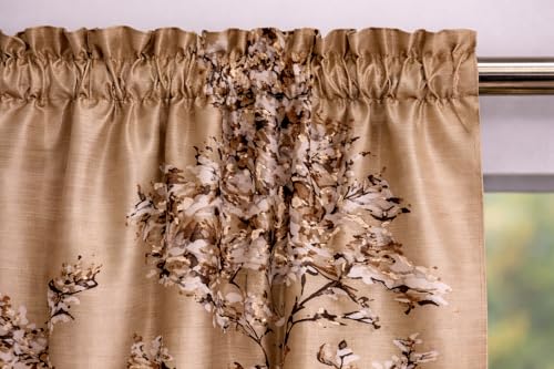 Image of Premium Light Filtering Valance Printed Rod Pocket Curtain (Half Window - 3ft Brown)