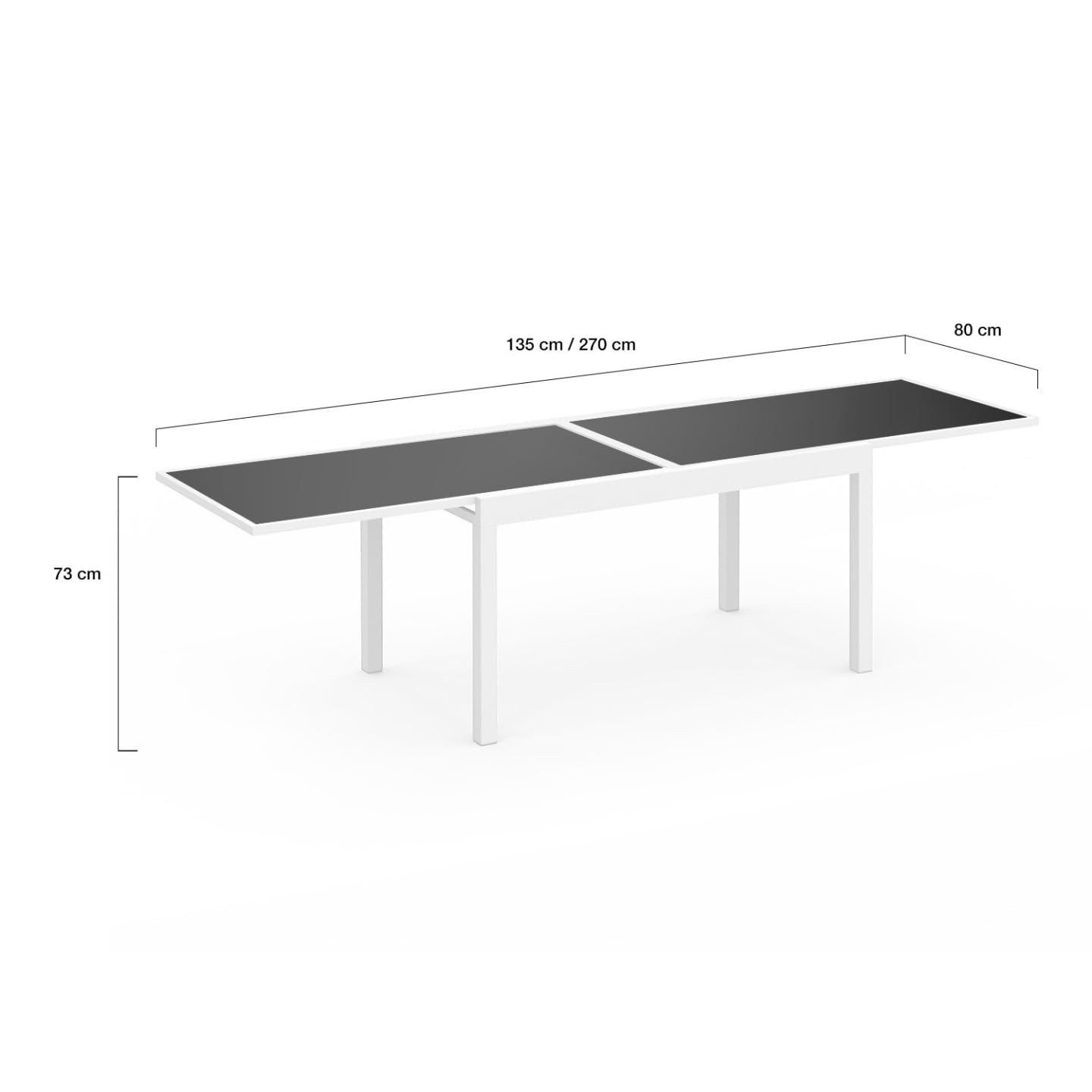 IDMarket - Salon de Jardin Madrid Table Extensible 135-270 CM et 12 chaises empilables Blanc et Gris