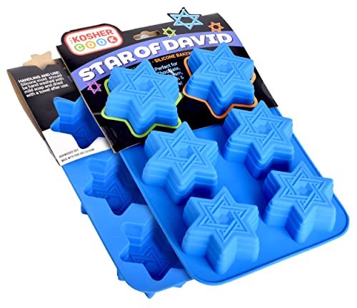 The Kosher Cook Star of David Shaped Silicone Molds for Baking, Freezing, Candy, Ice Cubes, Chocolate and More - Oven and Freezer Safe - Silicone Bakeware Small Silicone Molds for Chanukah