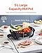 VEVOR Electric Hot Pot, 1360W 5 L Double-flavor Shabu Shabu Pot, Non-Stick Electric Cooker with Divider, Clear Glass Lid, Temperature control, Chinese Hotpot for 6-10 People Family Dinning & Party