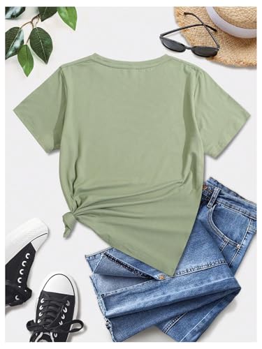 SweatyRocks Girl's Butterfly Letter Graphic Tee Shirts Short Sleeve Crewneck Summer Tops2