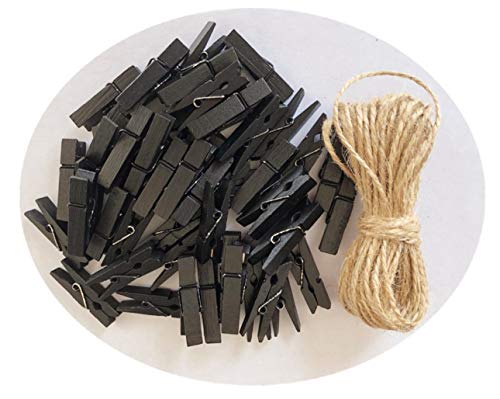Durreus Wood Clothespins To Hang Photos School Projects 2 Inch Clothes Clips With Jute Twine Black Pack 50 #TOP8