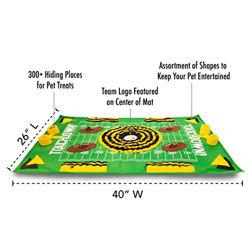 Image of NFL Pittsburgh Steelers Dog Snuffle Mat - Interactive Pet Slow Feeder, Football Field Design Food Puzzle Toy for Dogs & Cats, Foraging Activity Mat for Smarter Feeding