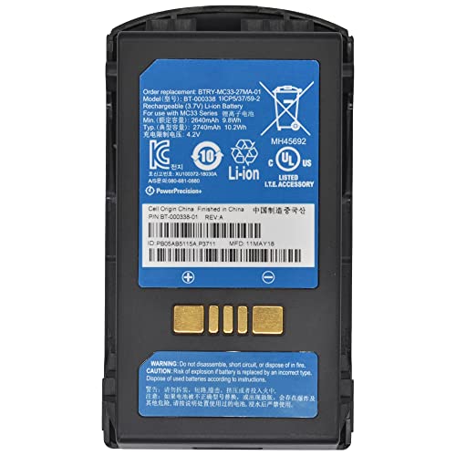 LAPTPBAT BT-000337 BT-000338 Battery for Zebra Symbol MC3300 MC330K/M BT-000375 BTRY-MC33-52MA-01 BTRY-MC33-27MA-01 BT-000337-01 BT-000338-01