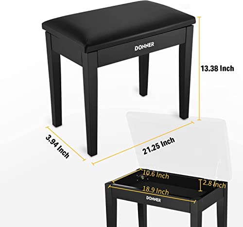 Donner DDP-100 88-Key Weighted Action Digital Piano with Piano Bench, Beginner Bundle with Furniture Stand, Power Adapter, Triple Pedals, MP3 Function, Black - image 7