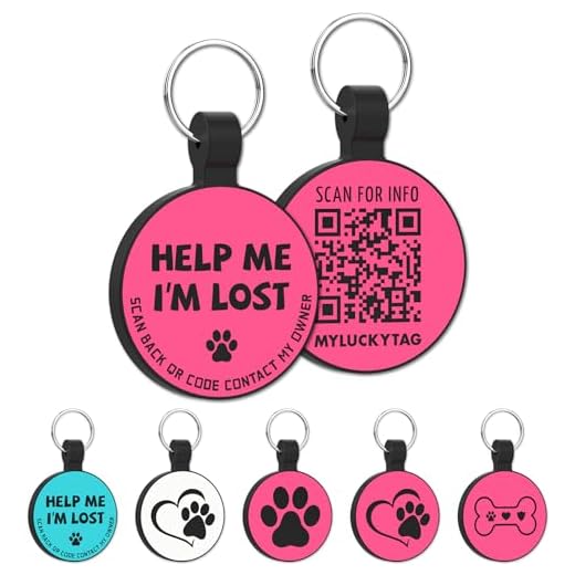 MYLUCKYTAG Silent Silicone QR Code Etiquetas de identificación para mascotas Etiquetas para perros Perfil en línea para mascotas Escanear QR Recibir correo electrónico de alerta de ubicación para