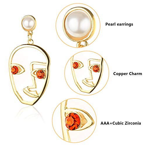20 Pair Human Face Abstract Design Earrings Face Hand Earrings Hollow Hand Shaped Geometric Earrings2