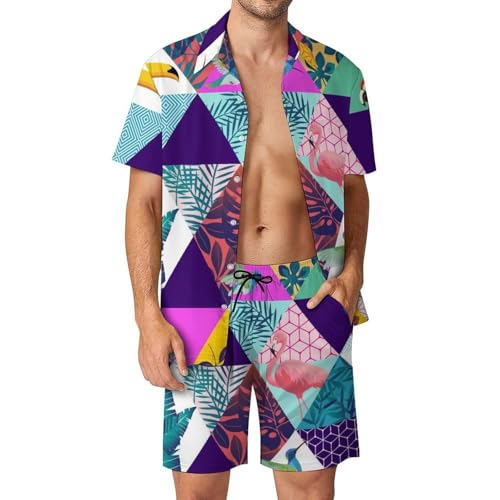 Chemise hawaïenne homme flamants roses pantalon ensemble été S