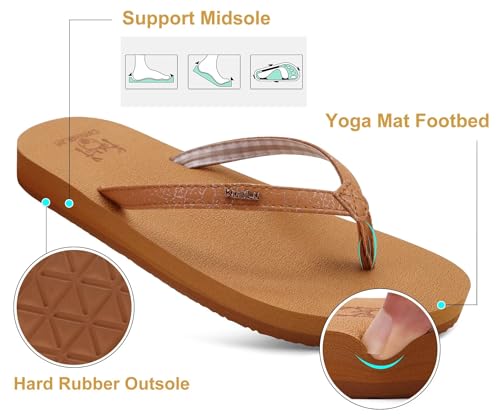 Image of KuaiLu Flip Flops for Women with Arch Support Summer Beach Thong Sandals