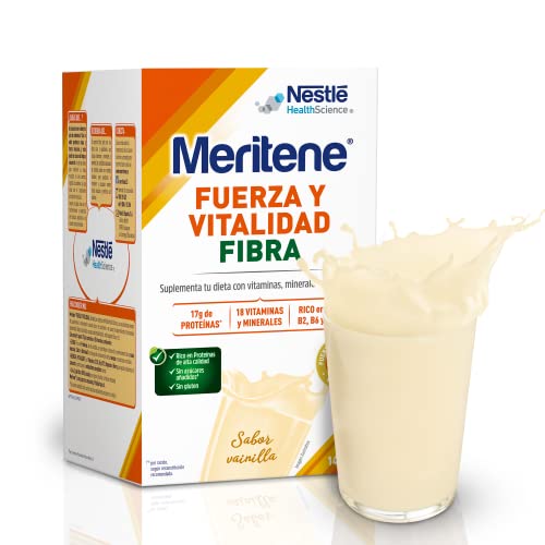 Meritene Fuerza y Vitalidad Fibra - Suplemento Alimenticio Formato Polvo – Batido de Proteínas...