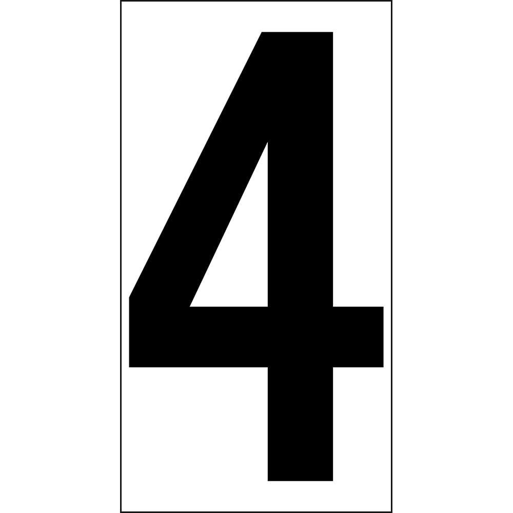 3.5" Vinyl Number Stickers of Number 4, 50-pk. - Permanent Self Adhesive White-Back Vinyl with Black Number Decals, DOT Regulations Compliant, J. J.