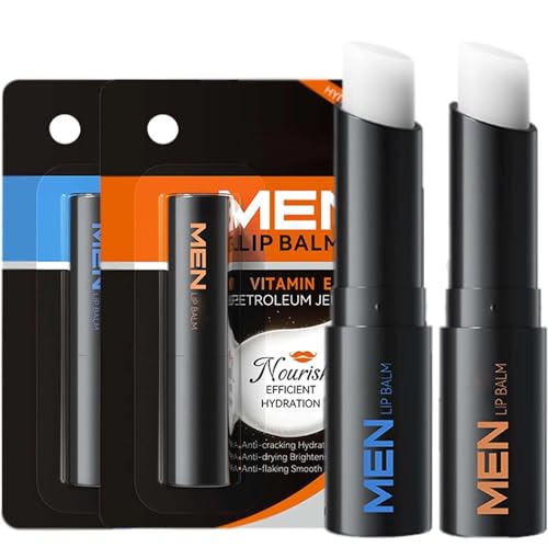 2-Pack Vitamin E Lip Balm for Men, Hydrating & Repairing Moisturizer for Dry, Cracked Lips - Daily Lip Care Treatment Gifts for Men