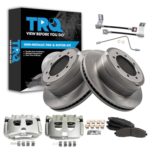 Image of TRQ Brake Pad & Rotor Kit Semi-Metallic Compatible with 2017-2019 Ford F-350 Super Duty