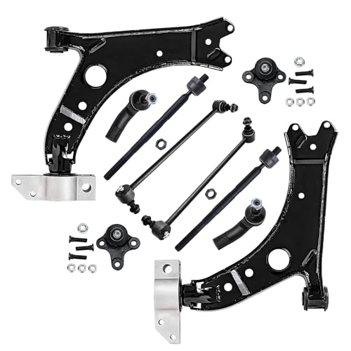 Detroit Axle - Front 10pc Suspension Kit Audi A3 Quattro VW Eos Golf GTI Jetta R32 Rabbit, 2 Lower Control Arms 2 Lower Ball Joints 4 Tie Rods 2 Sway Bars Replacement