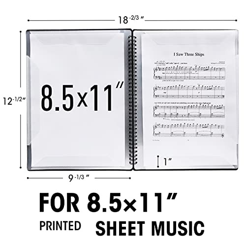 Velkpro Sheet Music Folder -20 Sleeves Display 40 Pages Music Binder Holder, Spiral Binder Organizer For Music Stand -Fits Letter Size 8.5 X 11 Inch For Music Stand, Drawing, Modifying Files Storing #TOP1